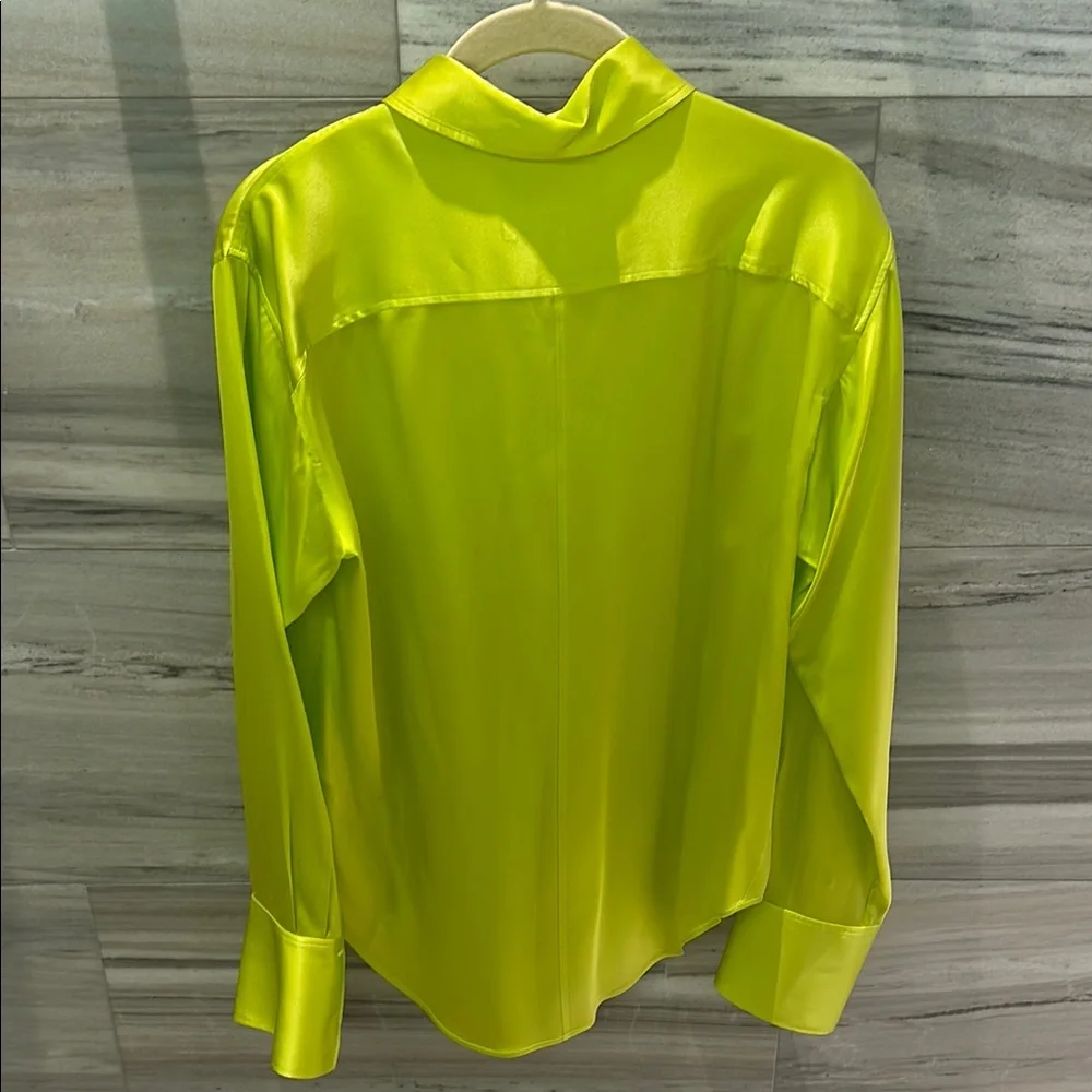 Frame Denim Yellow Green Fitted Polo Button Down - Picture 6 of 6